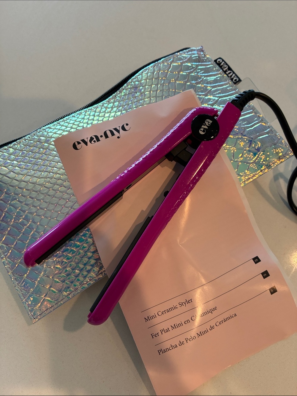 Mini Ceramic Hair Styler — Vivid Pink Travel Flat Iron